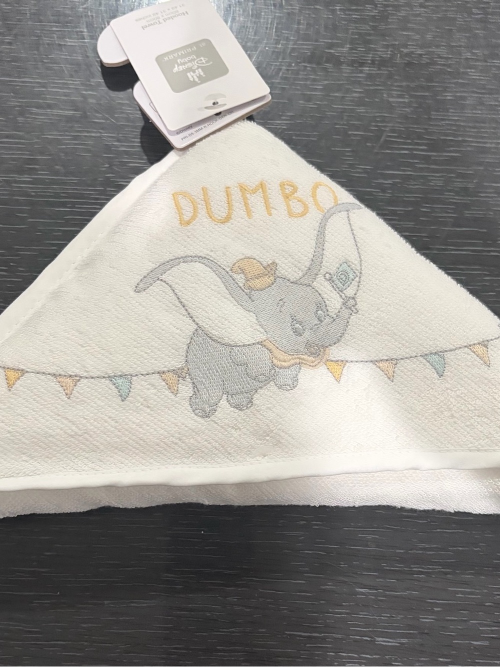Disney Dumbo Hooded Bib - White with Gray, Yellow, Blue Accents